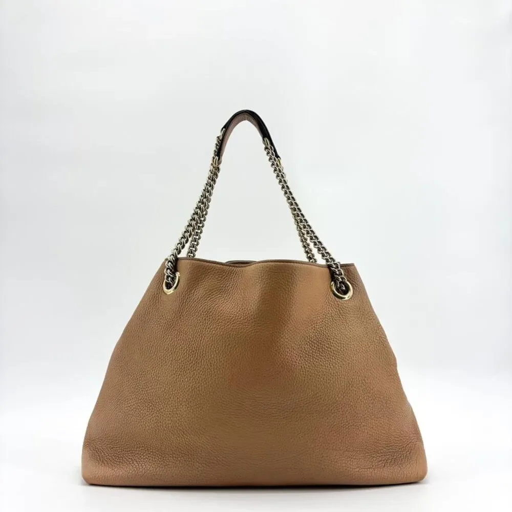 Gucci Soho Interlocking G Chain Shoulder Bag Beige